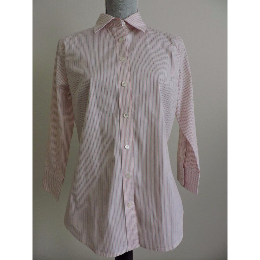 J Crew Haberdashery Shirt Refined Stretch Sz M Button Down Striped Career Blouse